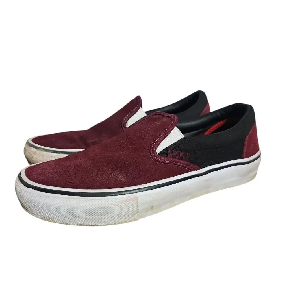 Vans Shoes Men's 7 Off The Wall PopCush Maroon Slip On Low Skateboarding Shoes